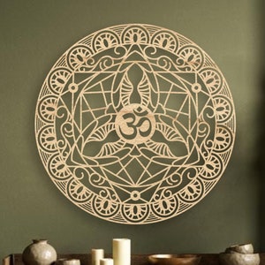 Om Mandala, Aum Mandala Art, Extra Large Wood Wall Art,Lotus Flower Wall Art Decor,  Inspirational Wall Art, Yoga Room Decor,Om Symbol Decor
