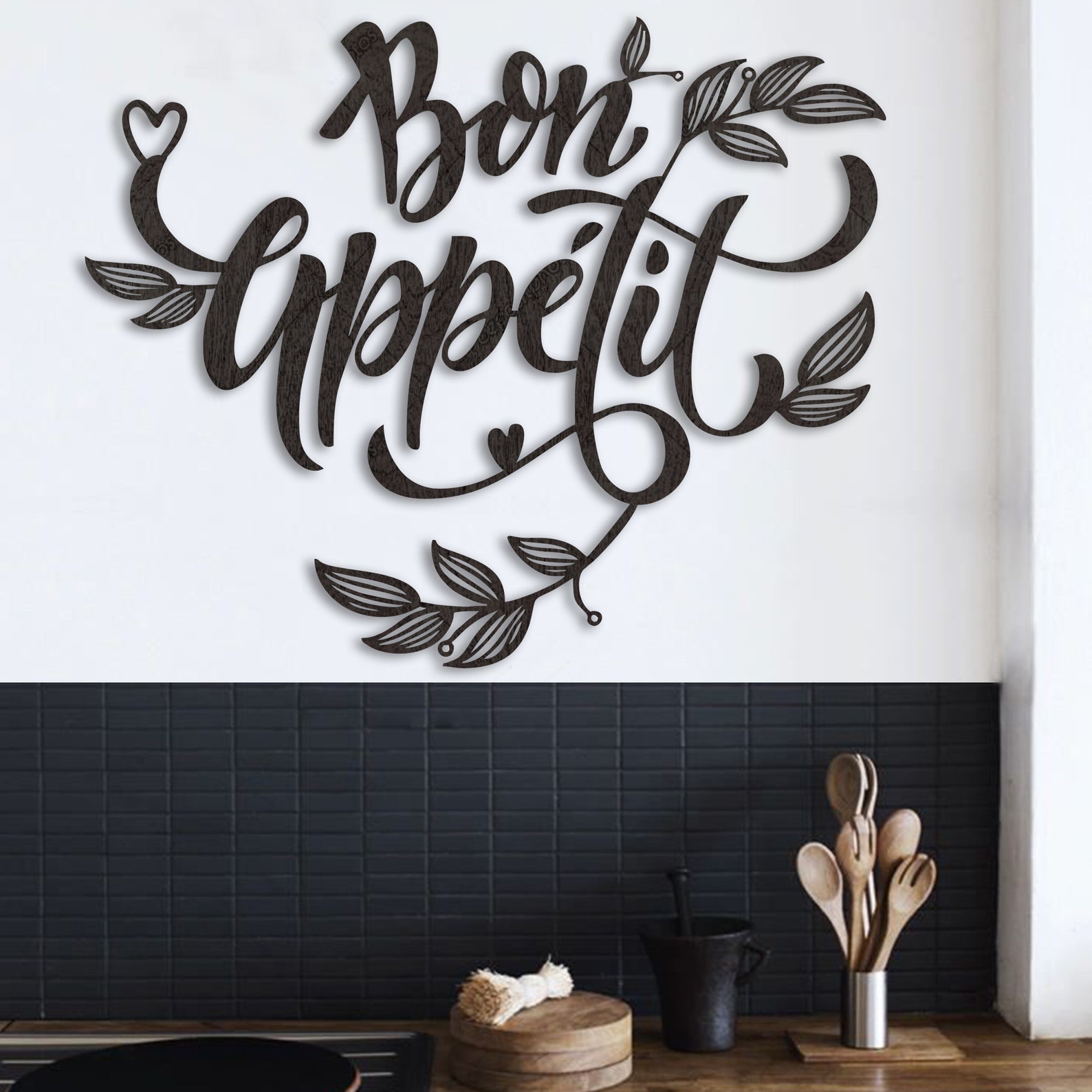 Kitchen Wall Decor Kitchen Wood Wall Art Bon Appetit Sign Etsy