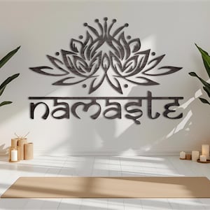 Namaste Wood Sign | Lotus Flower Wall Art | Yoga Studio Decor | Meditation Room | Boho Wall Hanging | Spiritual Gift | Zen Home Decor