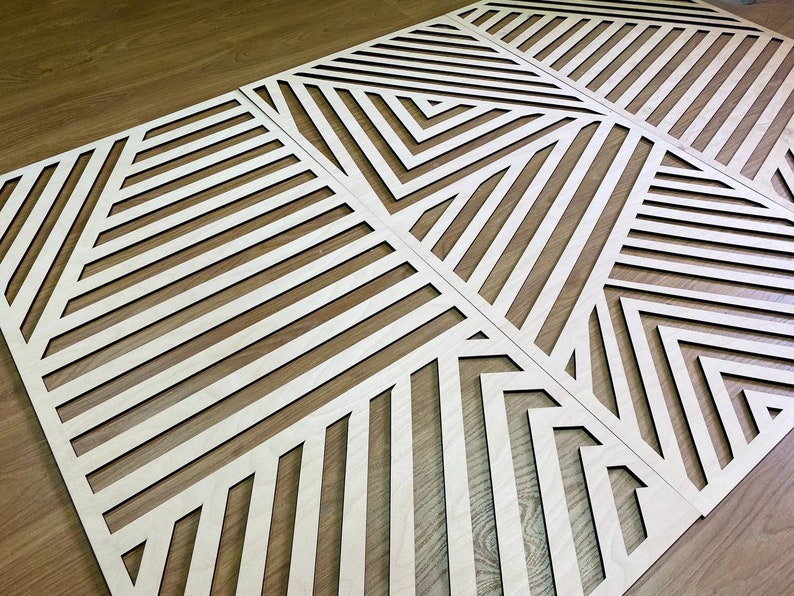 Geometric Wood Wall Art Set Modern Wood Wall Art Set Etsy