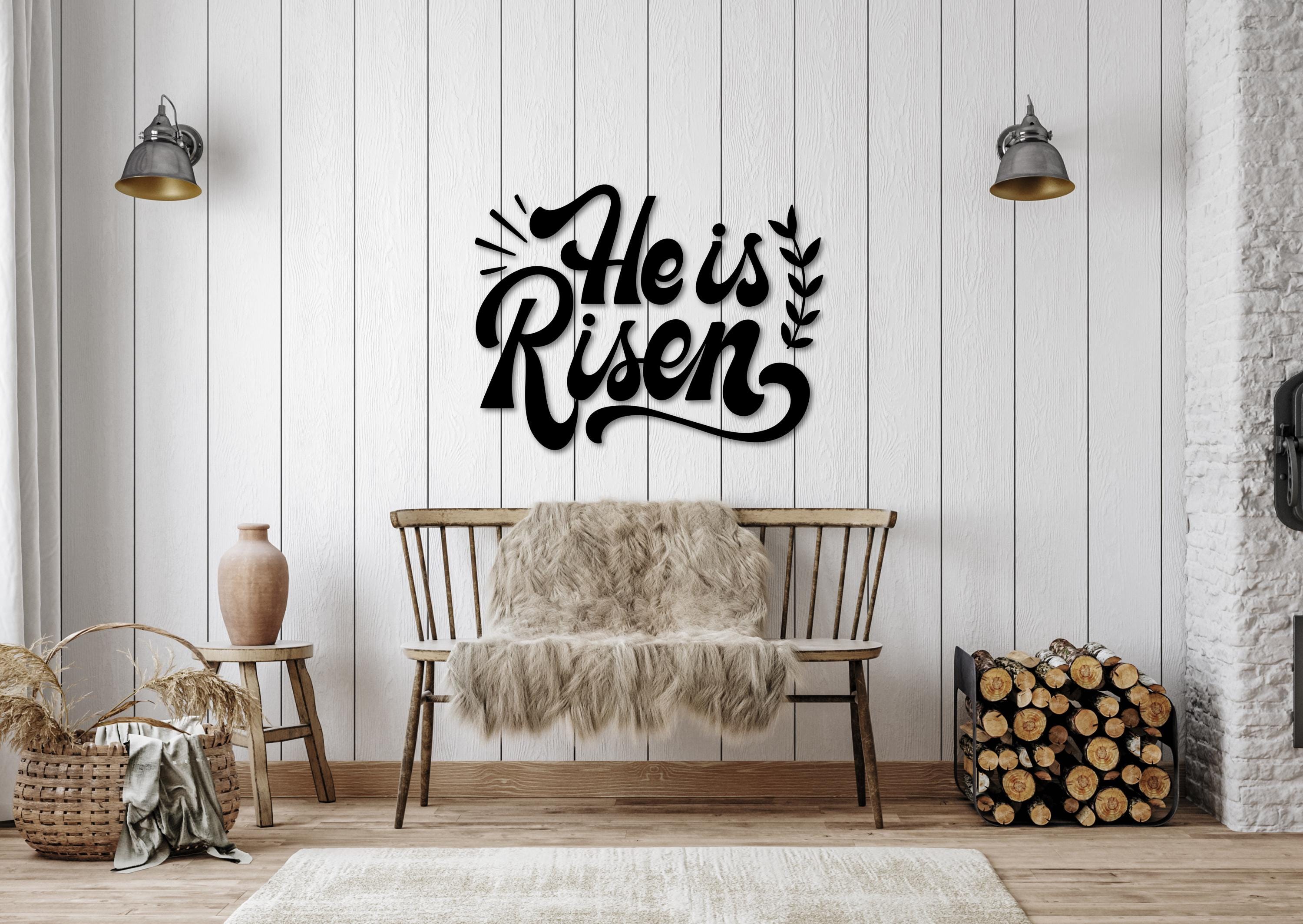 He Is Risen Wall Art He Is Risen Wood Sign - Christian Easter Art Resurrection Decor Church Backdrop Sign Matthew 28 Wood Sign