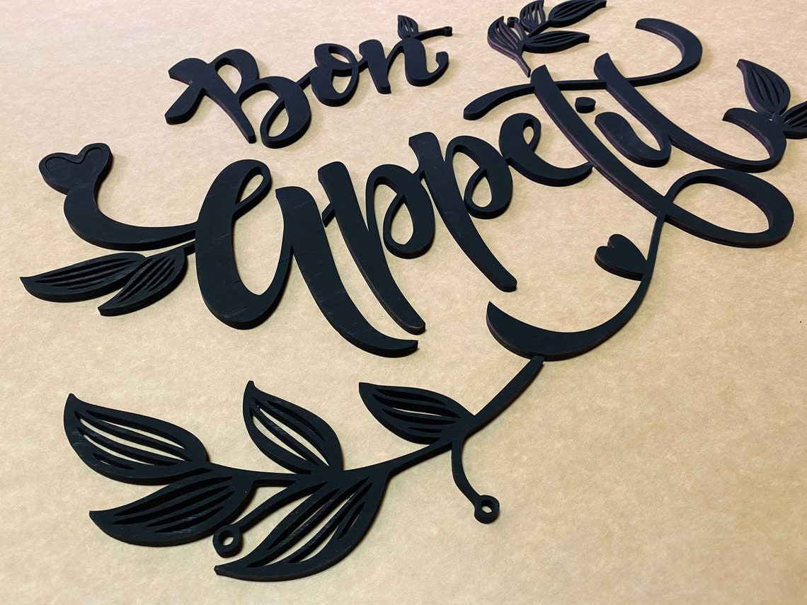 Kitchen Wall Decor Kitchen Wood Wall Art Bon Appetit Sign Etsy