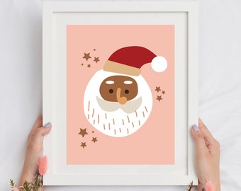 Santa Print Kids room Christmas, Boho Christmas Printable Art, Magical Christmas, Holiday Retro . Letter Size 8.5 by 11