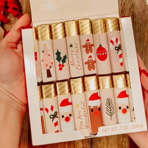 Merci Chocolate Wrappers, Christmas Gift, Teacher's Gift, Christmas Gift Tags, Gift for Her, Digital Print,16 pieces Merci Chocolate Tags
