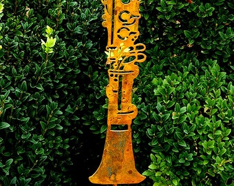 Garden stake clarinet made of CORTEN steel