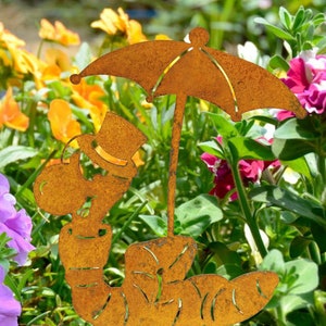 Gartenstecker Regenwurm Willfried aus hochwertigem CORTEN-Stahl Bild 1