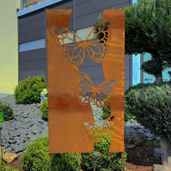 Gartenstele "Schmetterlinge" aus CORTEN-Stahl (Edelrostoptik)