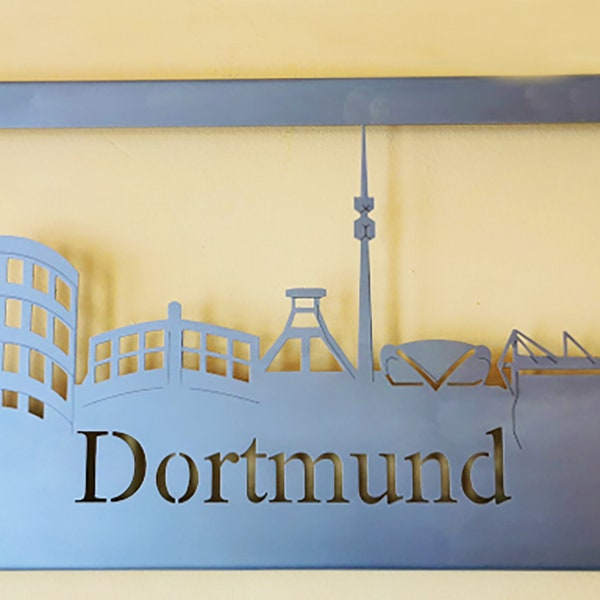 Wandbild "Skyline Dortmund" aus Edelstahl