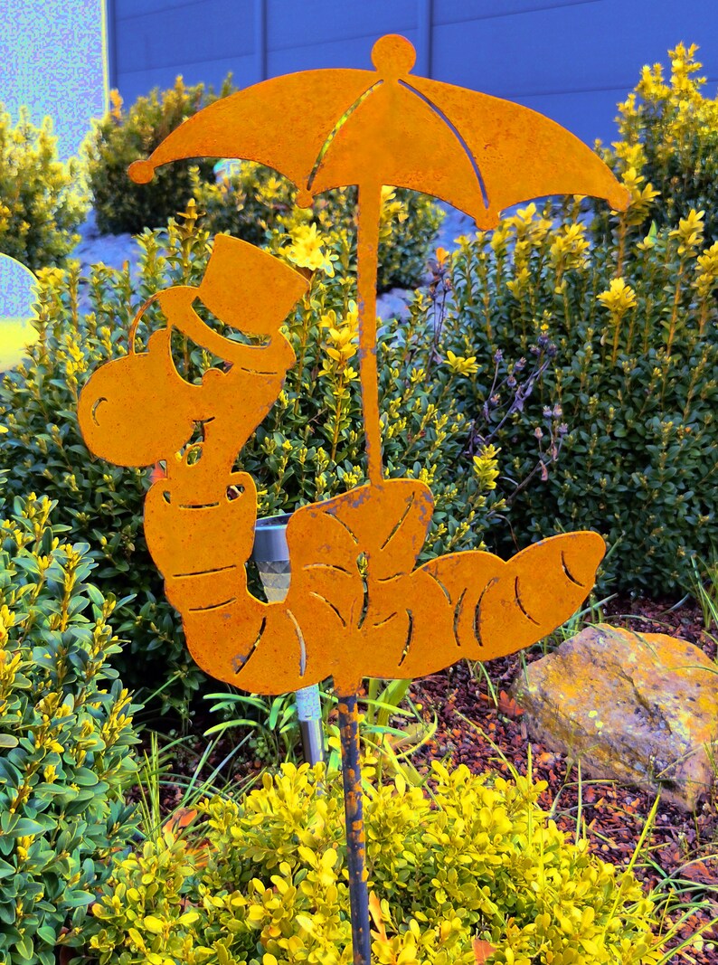Gartenstecker Regenwurm Willfried aus hochwertigem CORTEN-Stahl Bild 3
