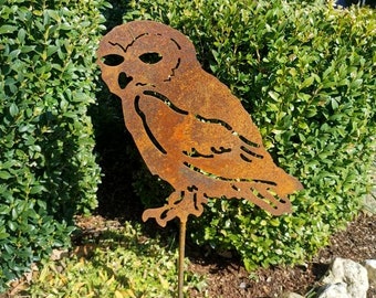 Garden stake owl 2 made of CORTEN steel (rust look)