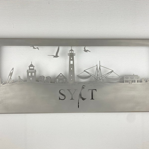 Wandbild Sylt aus Edelstahl (sandgestrahlt)