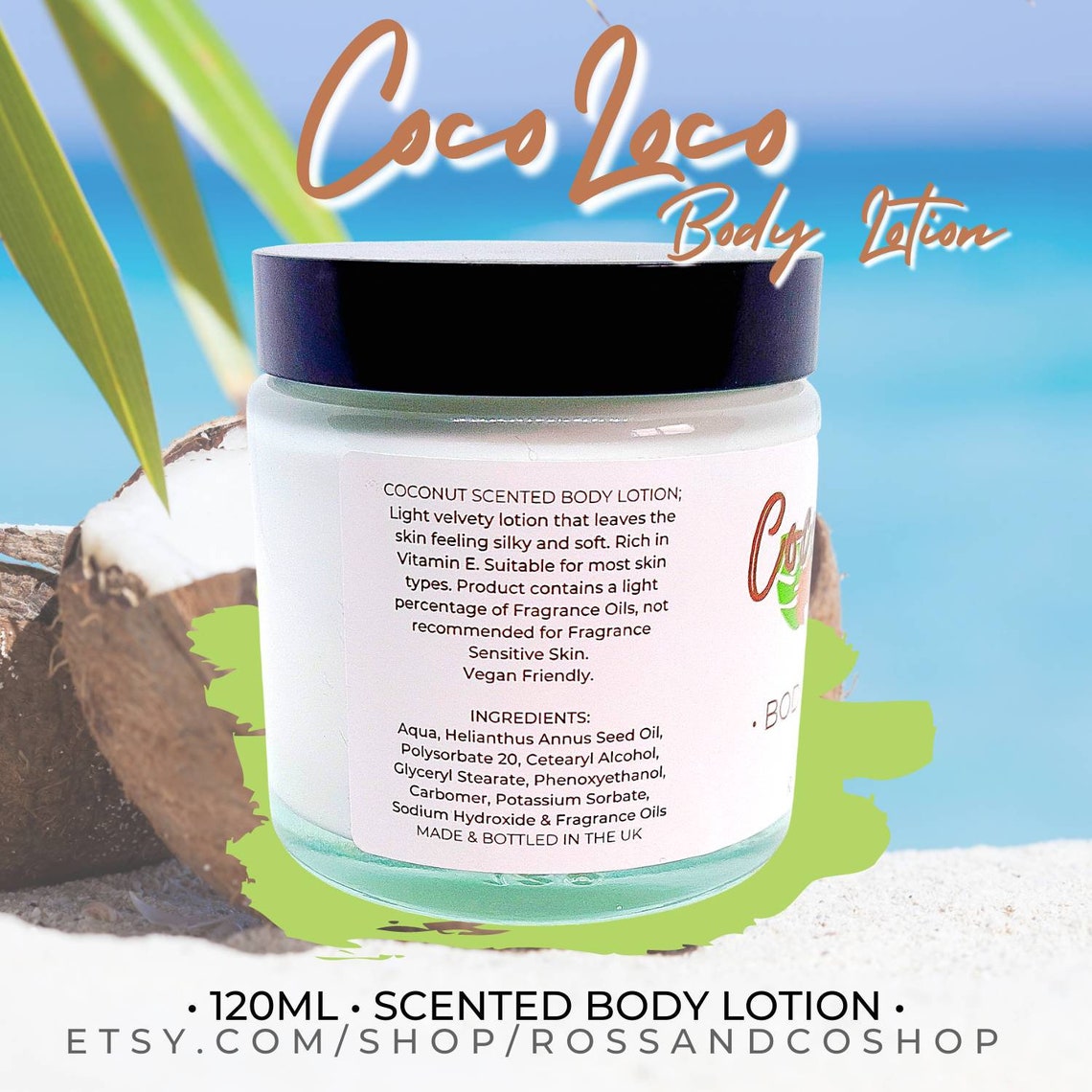 Coconut Body Lotion Body Moisturiser Coconut Scented Etsy