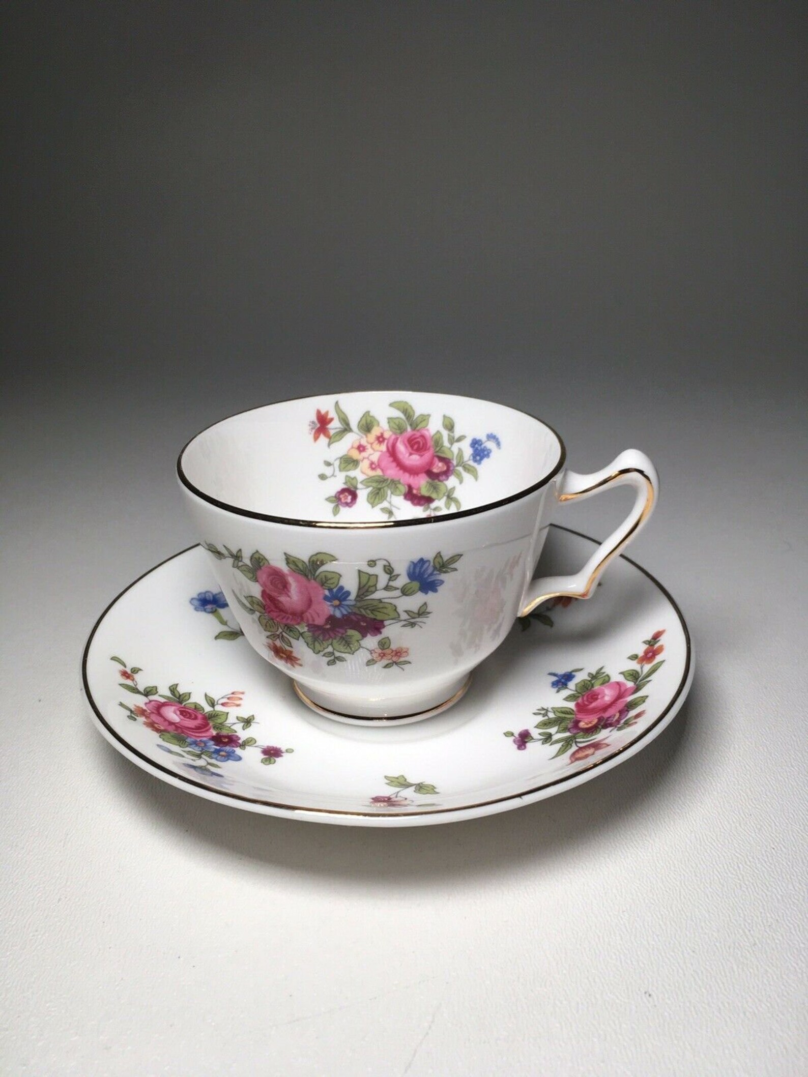 CROWN STAFFORDSHIRE Fine Bone China Teacup & Saucer Gold Rims Etsy