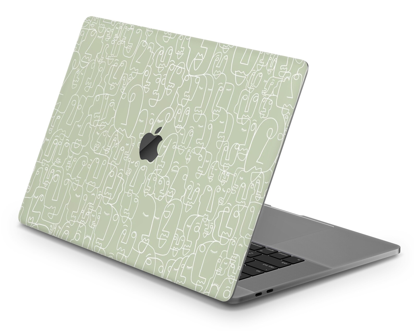 Sage Green Face Line Drawing Macbook Pro Skin Pastel Green Etsy