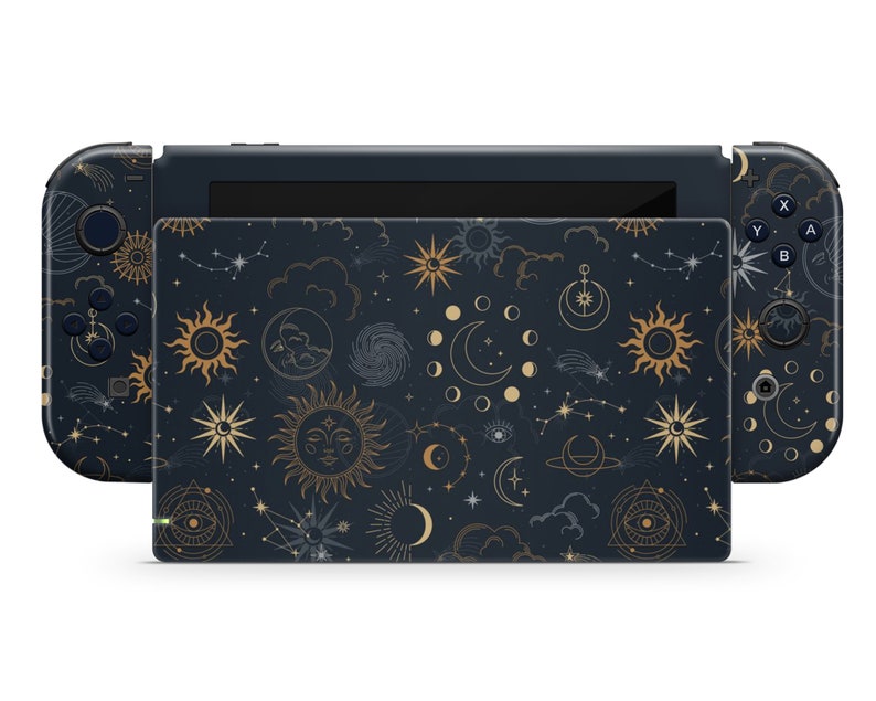 Constellation Stargazing Night Sky Nintendo Switch Skin, Space Cosmos Galaxy Astrology Console Joycon Vinyl Wrap Sticker, Custom Switch Skin 