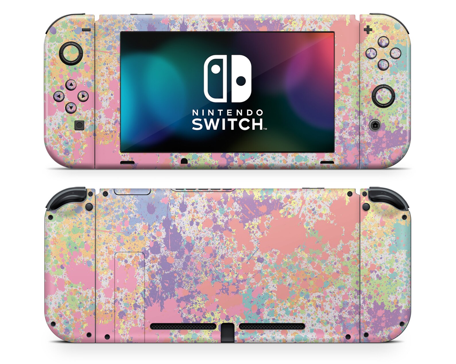 Paint Splatter Art Nintendo Switch Skin Retro Rainbow Pastel Etsy
