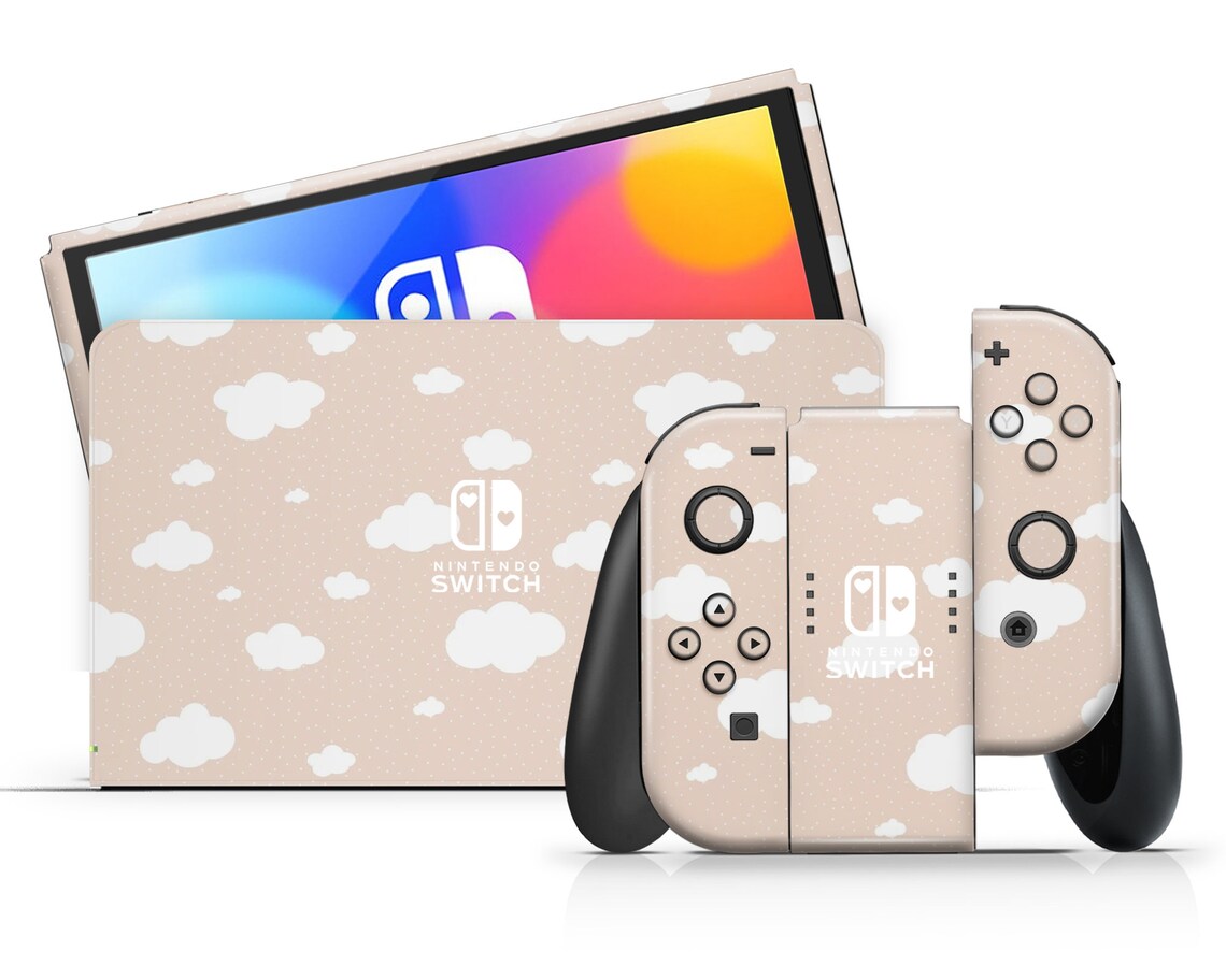 Afternoon Sky Clouds Nintendo Switch OLED Skin Cute Beige Etsy UK
