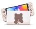 Boba Bear Nintendo Switch OLED Skin, Kawaii Cute Bear Milk Tea Bubble Tea Beige Neutral NEW Nintendo Switch Console Decal Cover Wrap Sticker 