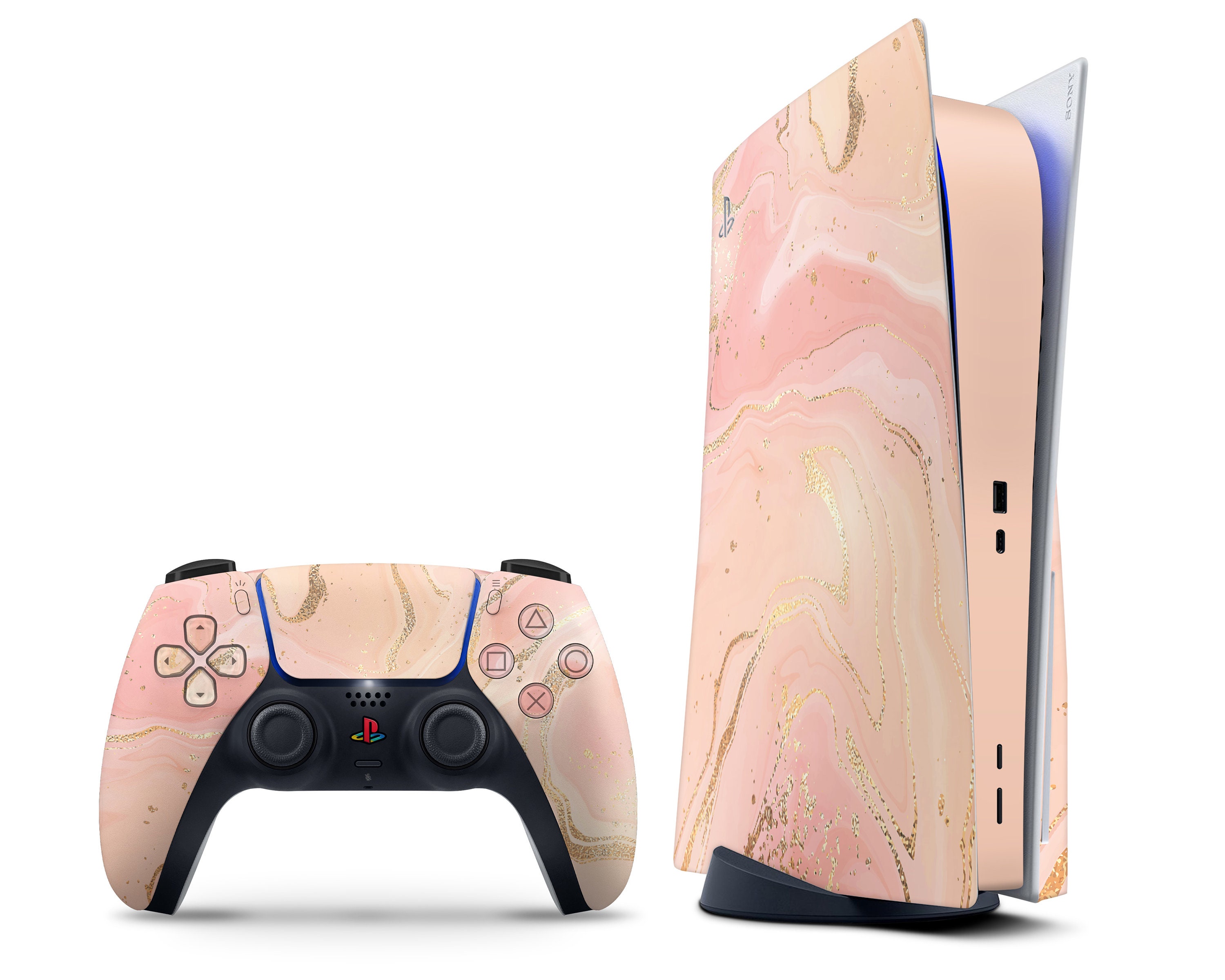 Ethereal Peach Rose Gold Pink Marble PS5 Skin Console & Etsy UK