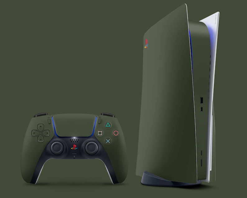 Classic Retro Black PS5 Skin Navy Red Khaki Green Playstation Etsy