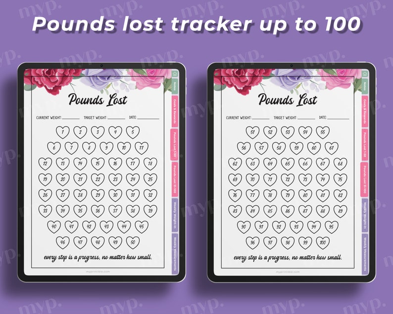 DIGITAL Weight Loss Tracker for Goodnotes Digital Weight Etsy