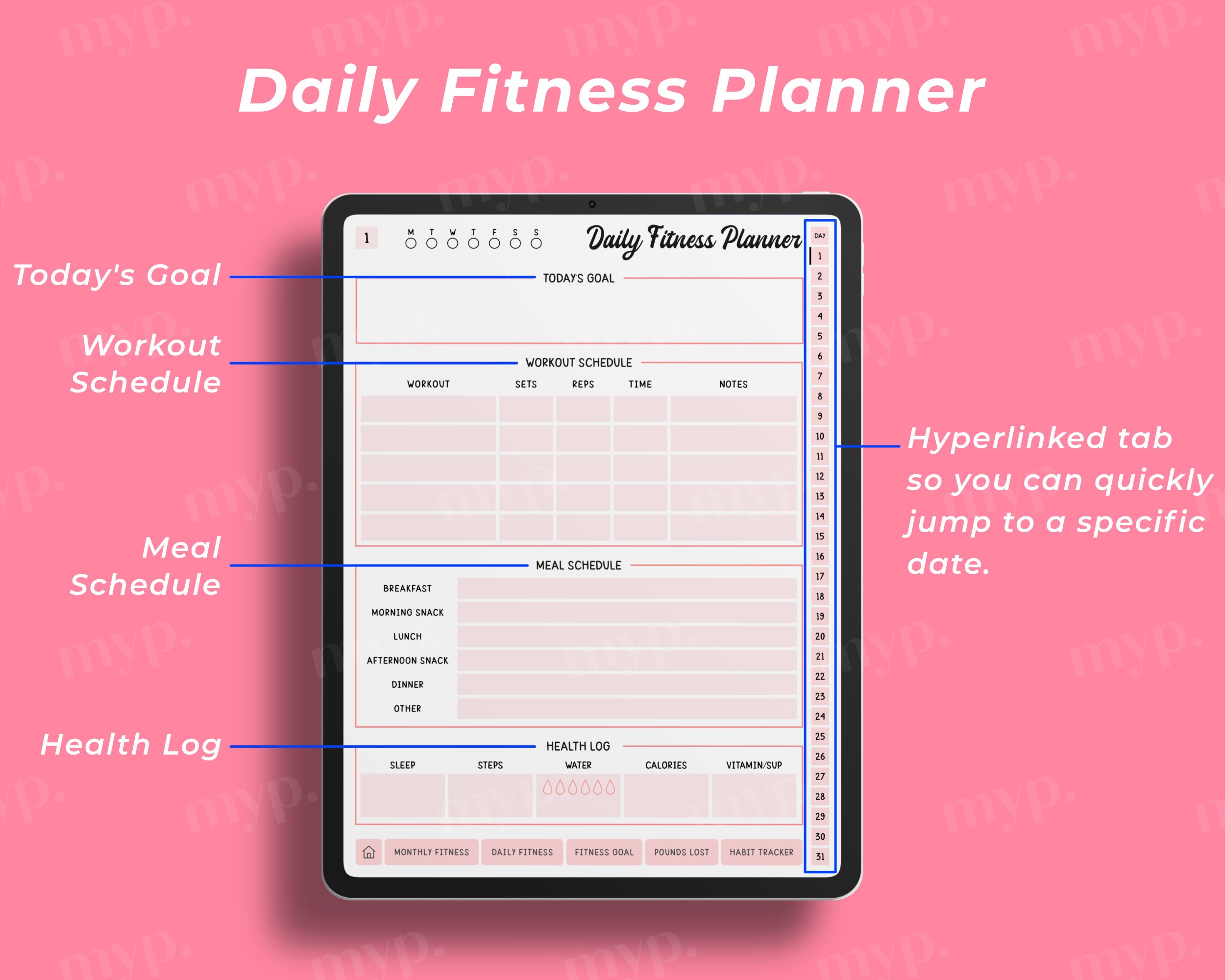 DIGITAL Fitness Planner for Goodnotes Fitness Planner for Etsy