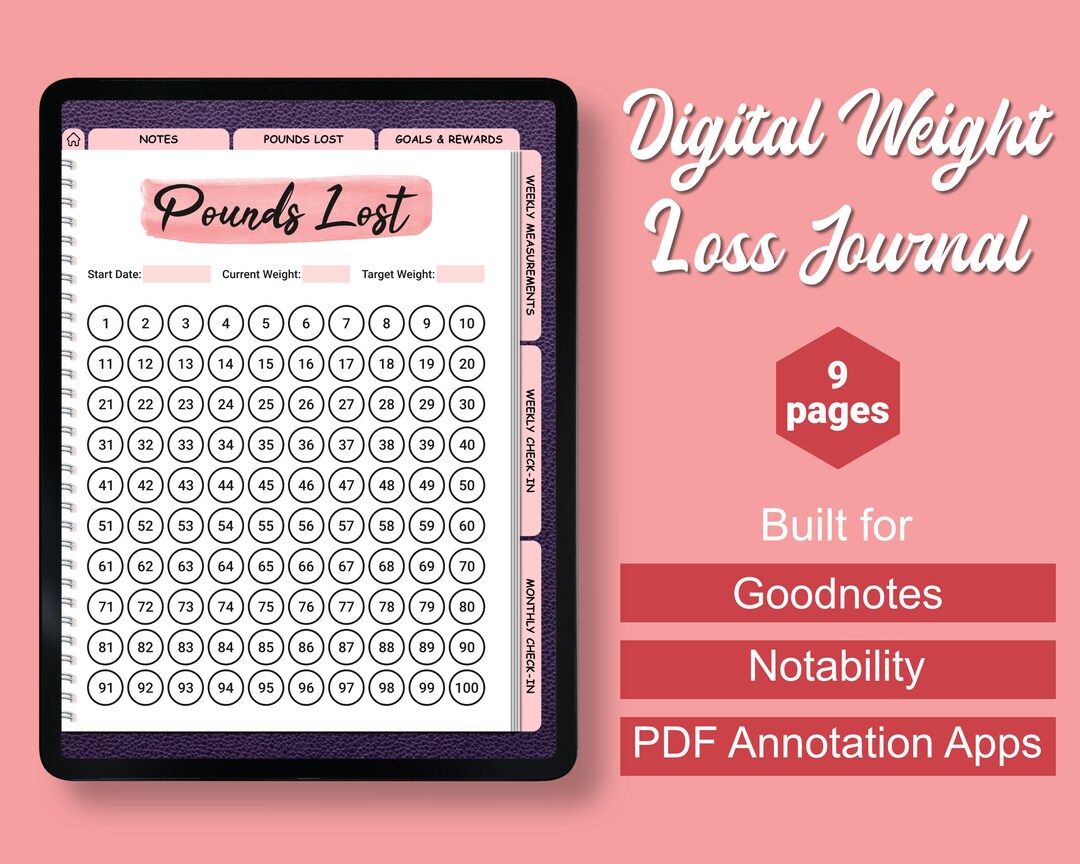 Weight Loss Tracker for Goodnotes Notability Keynote Etsy