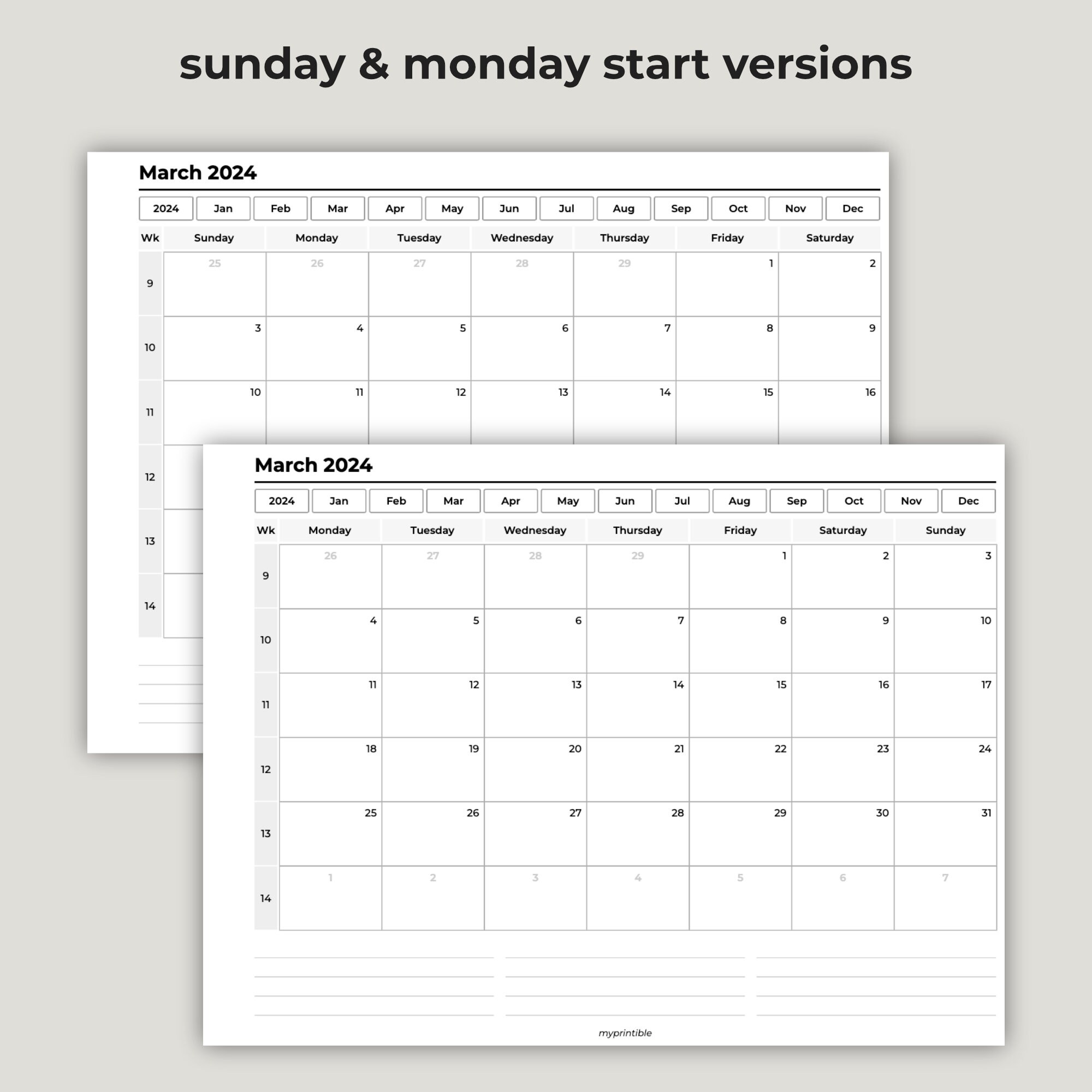 Remarkable 2024 Monthly Calendar Template 2024 Monthly - Etsy