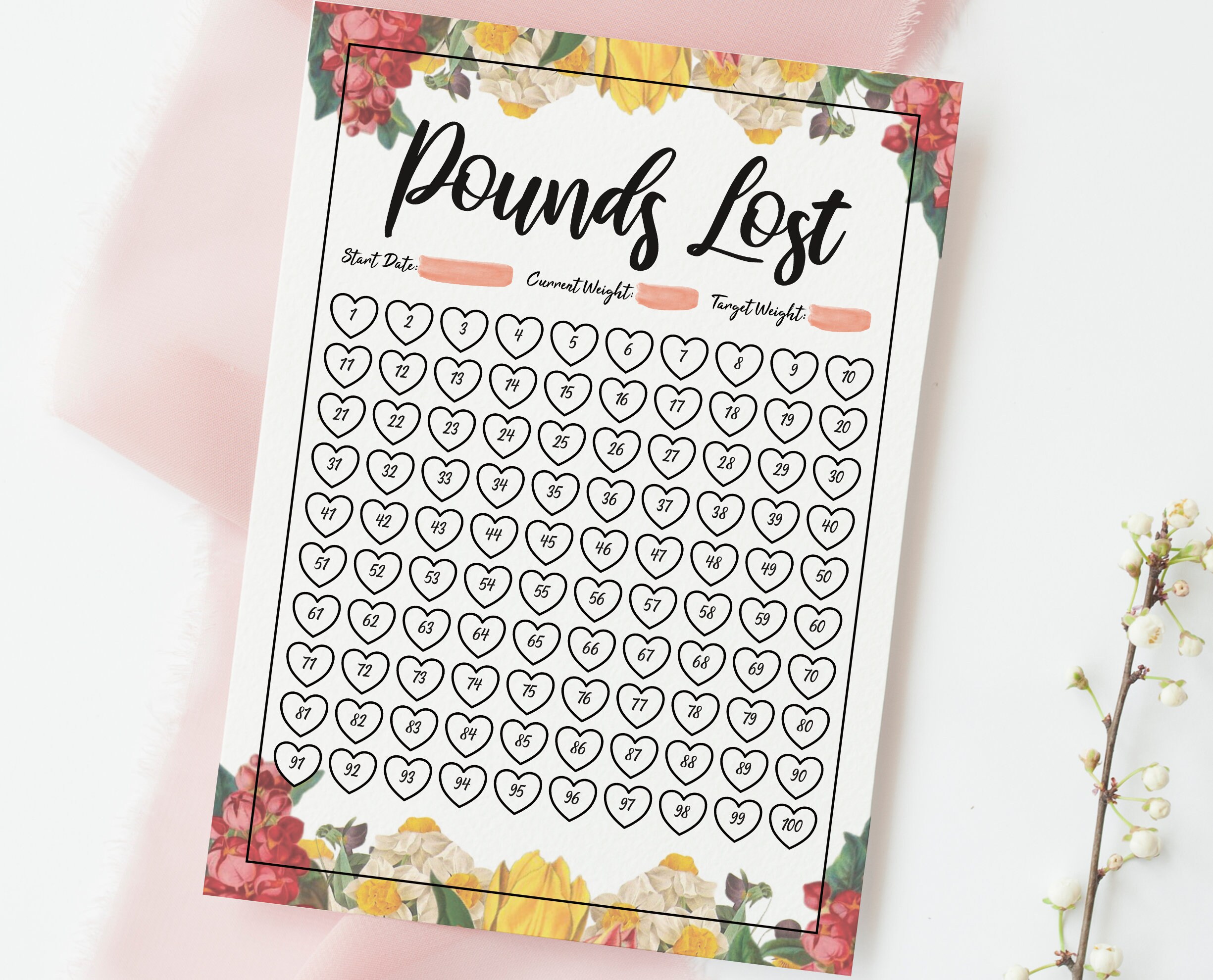 Weight Loss Tracker 100 Lbs / Kg Weightloss Journal Etsy