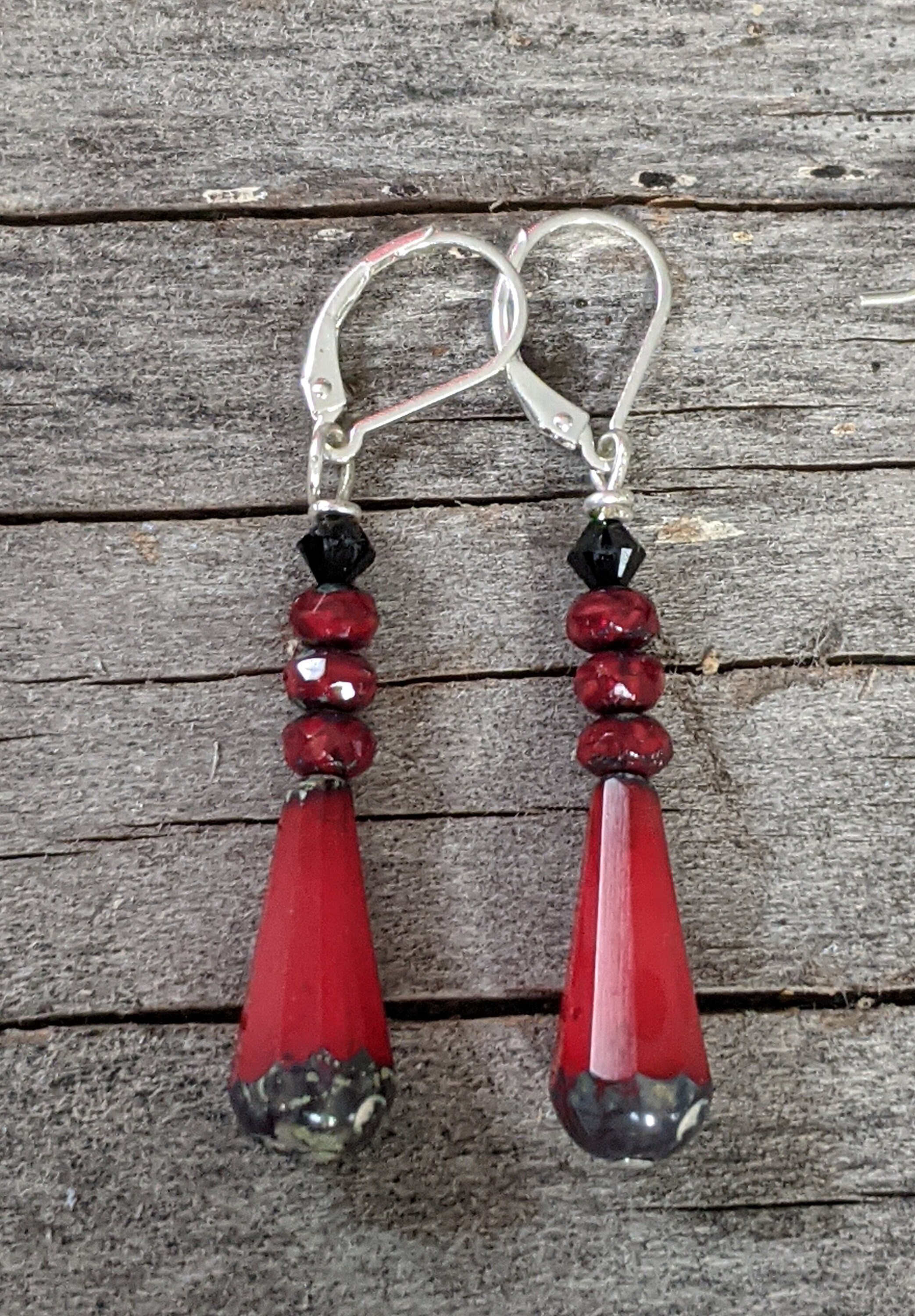 Crystal and Glass Blood drop Earrings SS Leverbacks Etsy