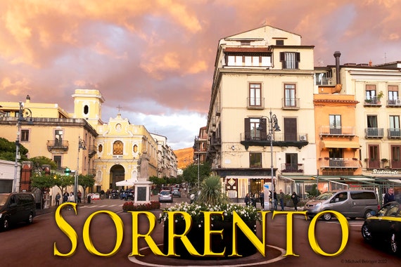 Poster of Sorrento, Piazza Tasso at sunset, Italy