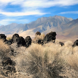 Summer view of the Sierra Nevada and lava.