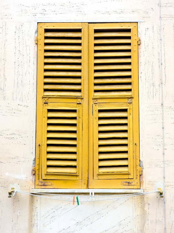 Classic closed Italian window shutters, Monterosso al Mare, 2017