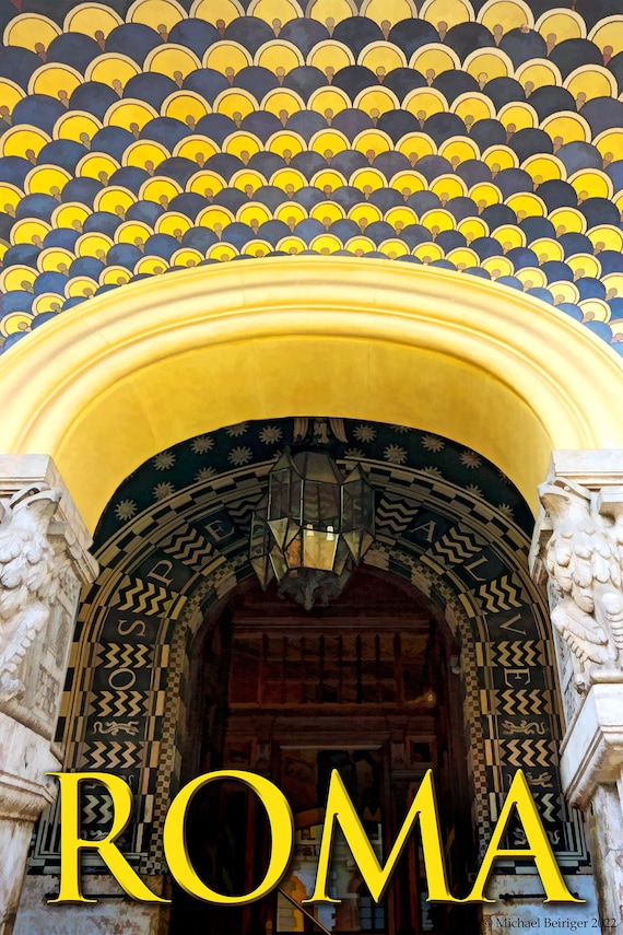 Poster of Gino Coppede building arch entrance, Rome, Italy