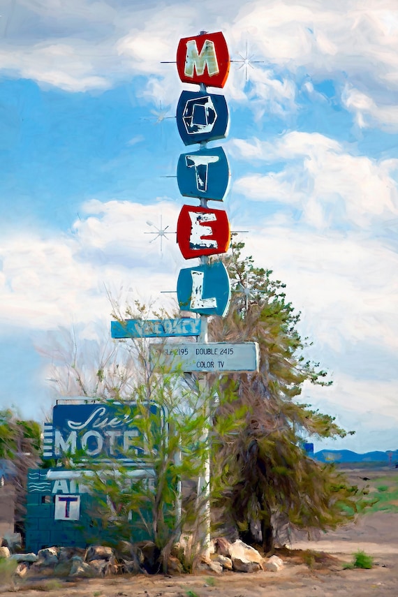 Old neon motel sign in Mina, NV.