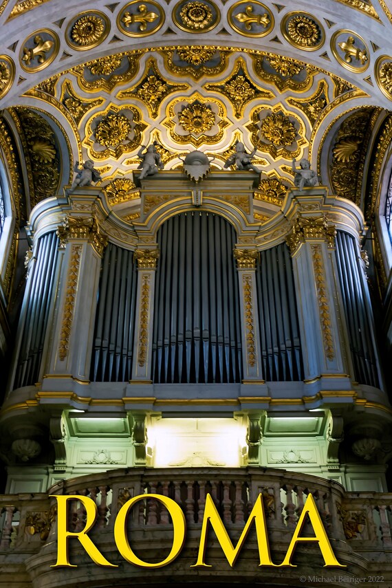 Poster of pipe organ in  San Luigi dei Francesi church in Rome, Italy