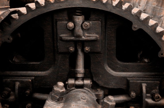 Detail of old cast iron mining equipment.