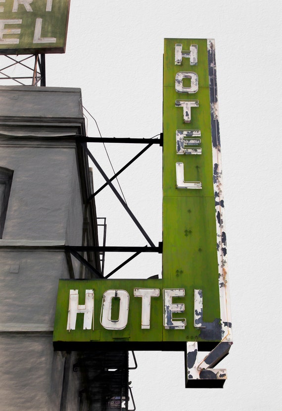 Hotel Hotel sign in fog.