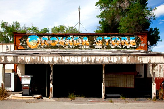 Abandoned store in the desert at Orovada, Oregon.