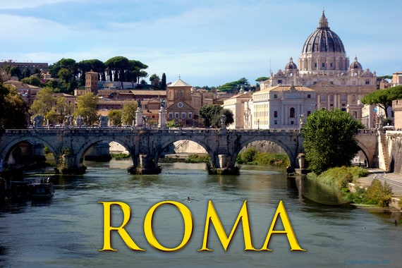 Poster of Rome and the Tiber River in fall.