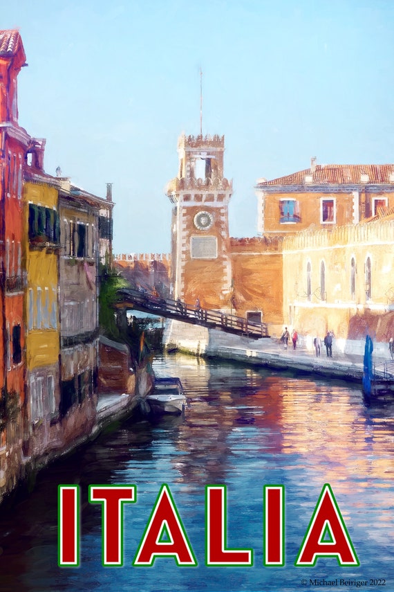Poster of Venice canals and Campo de l'Arsenal, Italy