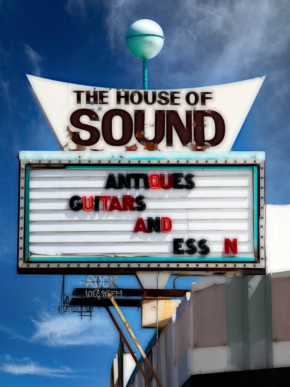Music and antique store sign in Kingman, AZ.