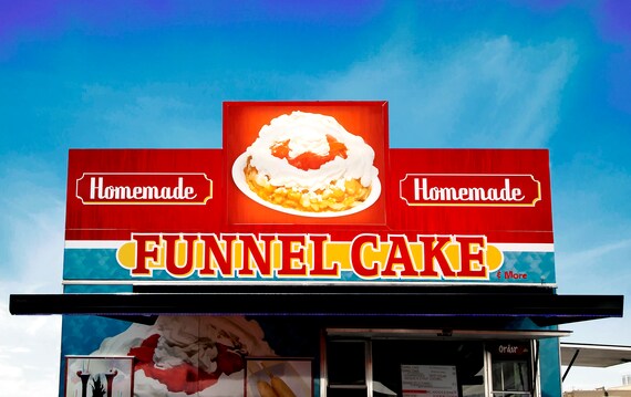 Funnel cake stand at an American fair, 2014.
