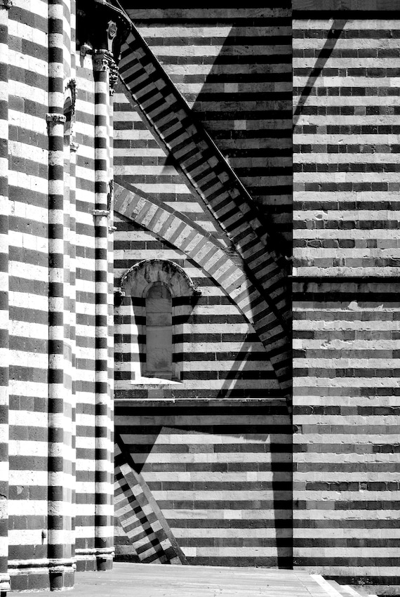 Detail of exterior walls of Duomo in Orvieto, Italy.