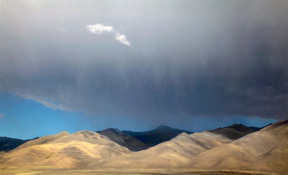 August rainstorm over Nevada mountains.