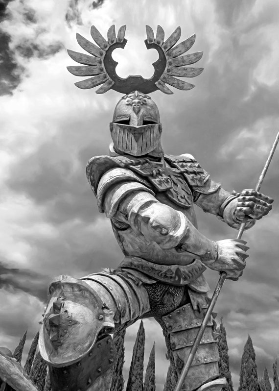 Knight in armor outside the Arena di Verona, Italy.