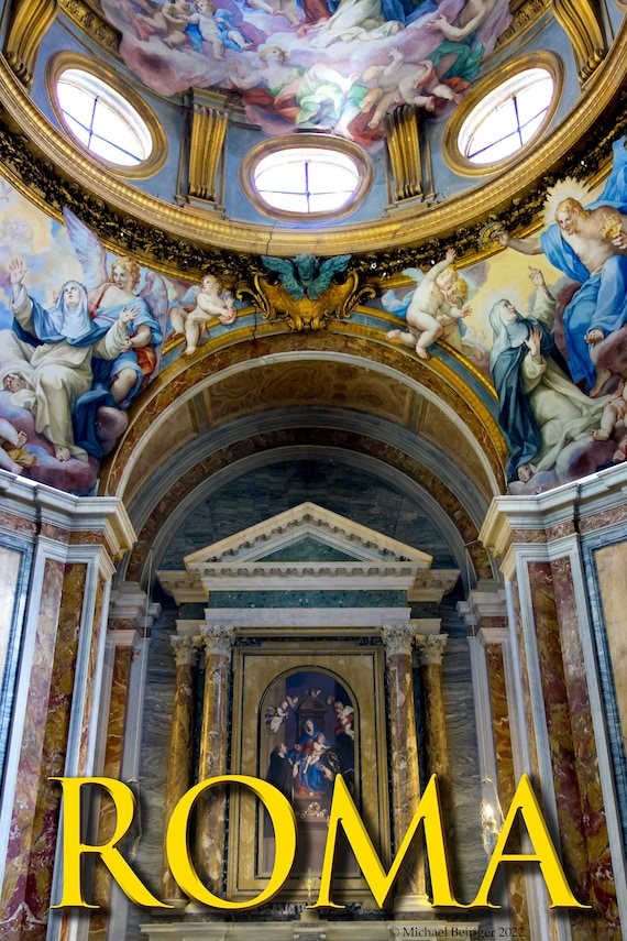 Poster of altar and dome at San Luigi dei Francesi church in Rome, Italy
