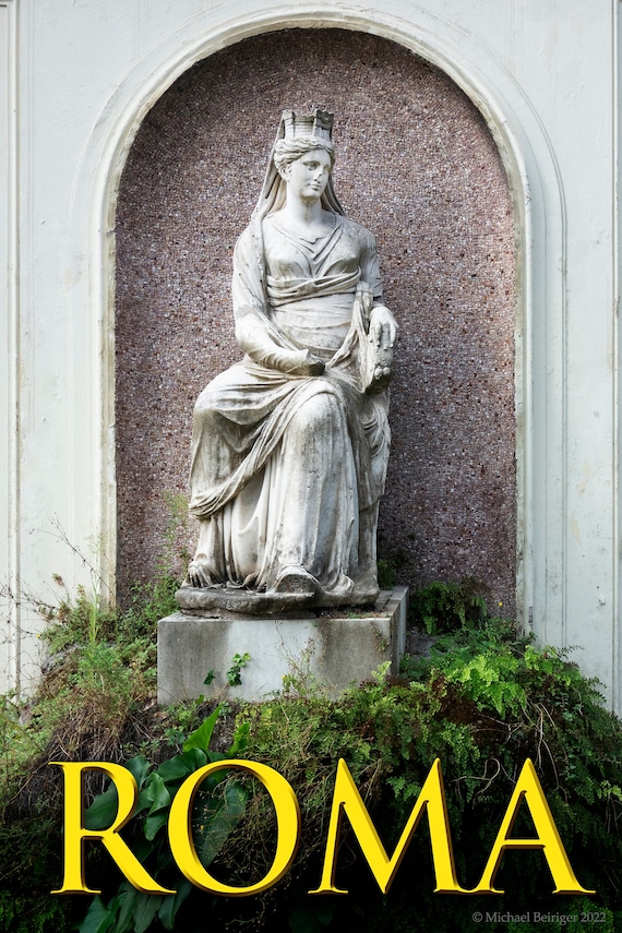 Poster of sculpture in grotto of Villa of Pius IV in the Vatican Gardens, Rome, Italy