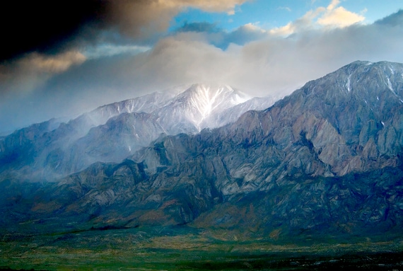 A spring storm breaks over the eastern Sierras.