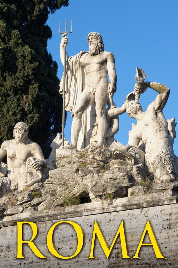 Poster of Fontana del Nettuno, Piazza del Popolo, Rome, Italy